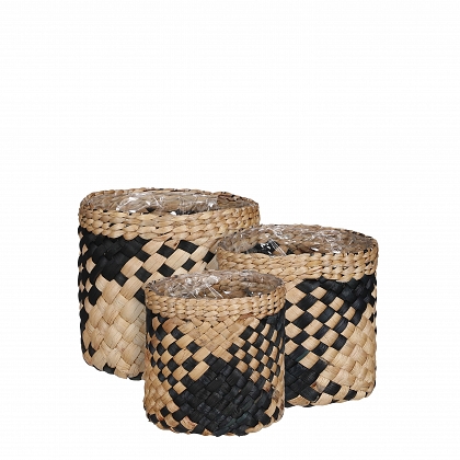 Albury maceta redondo negro set of 3 