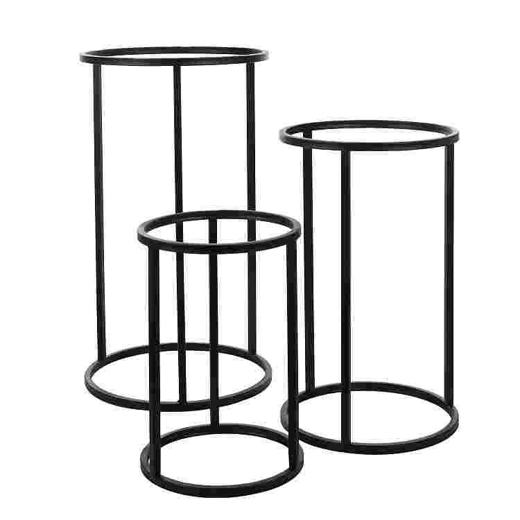 Cachet planta soporte Negro set of 3  Metal