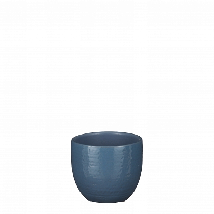 Carrie maceta redondo azul vidriado 