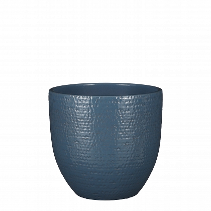 Carrie maceta redondo azul vidriado 