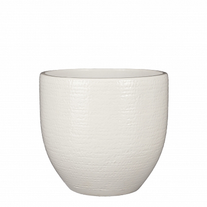 Carrie maceta redondo blanco vidriado 
