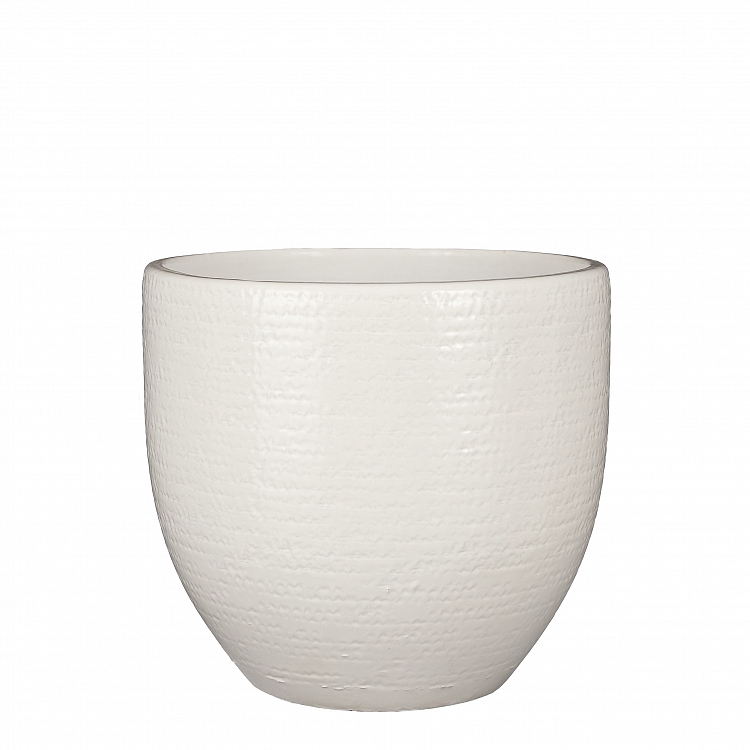 Carrie maceta redondo blanco vidriado 