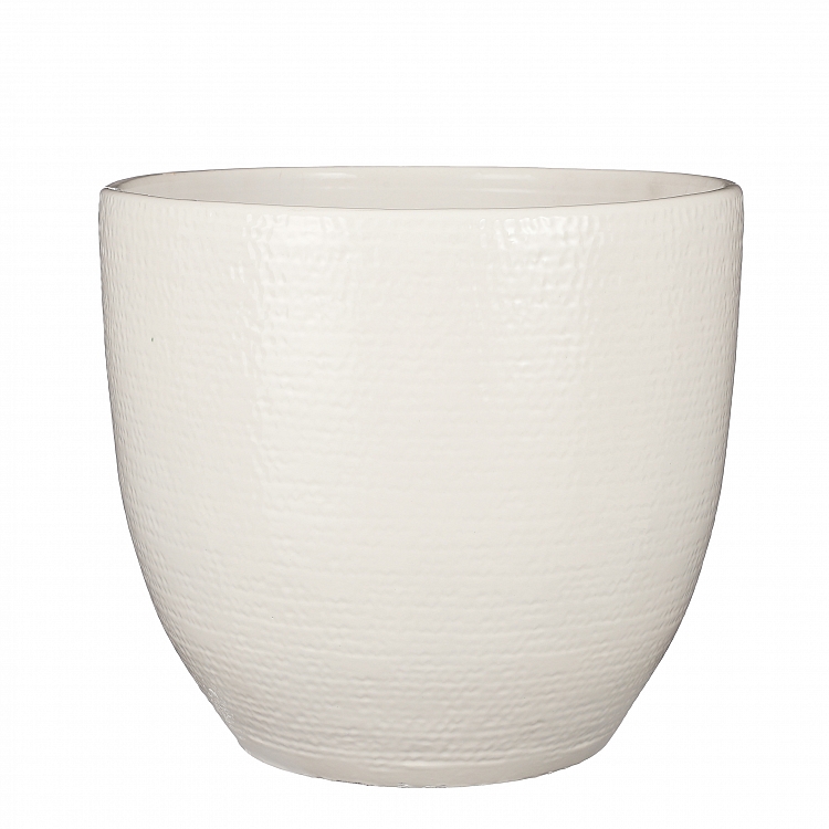 Carrie maceta redondo blanco vidriado 