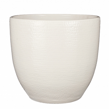 Carrie maceta redondo blanco vidriado 