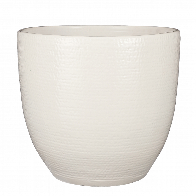 Carrie maceta redondo blanco vidriado 