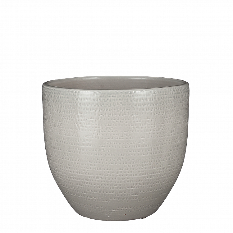 Carrie maceta redondo l. gris vidriado 