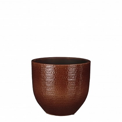 Carrie maceta redondo marron vidriado 