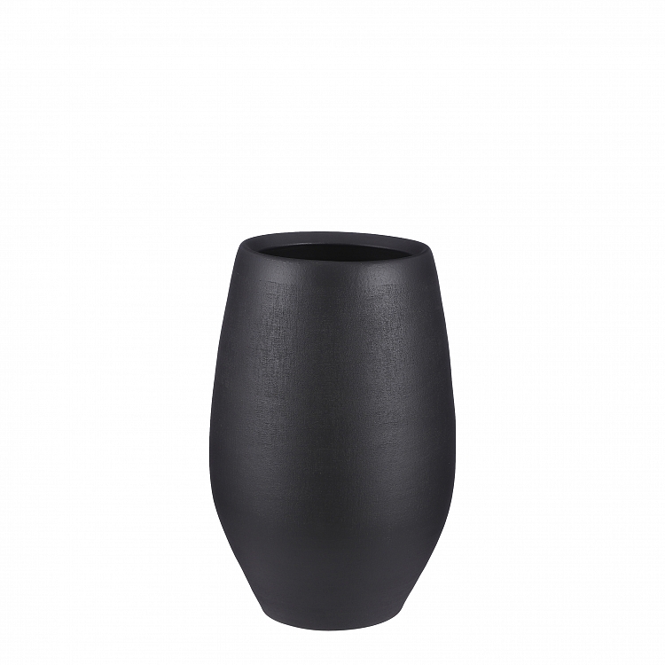 Douro vase redondo negro mate 