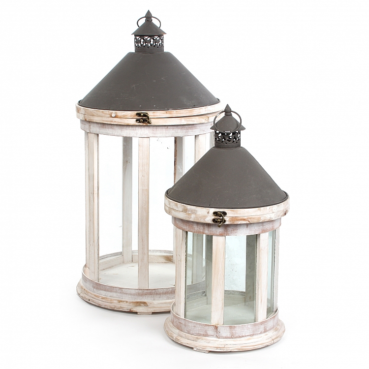 Farol Blanco set of 2  Madera