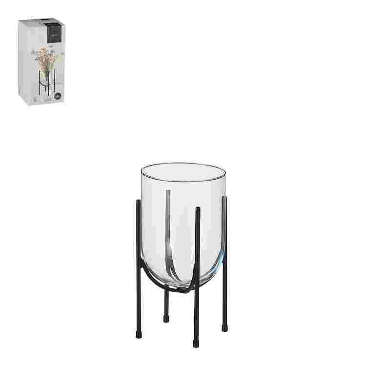 Jamey vase cristal on stand negro 