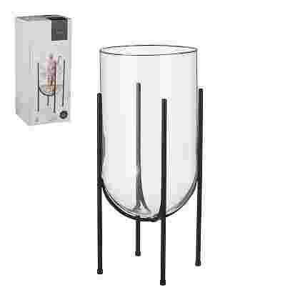 Jamey vase cristal on stand negro 