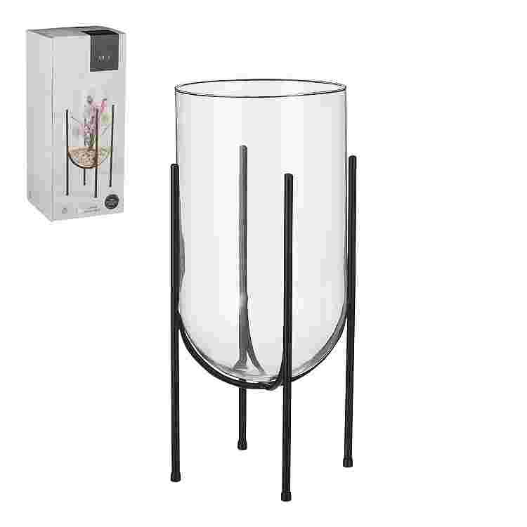 Jamey vase cristal on stand negro 