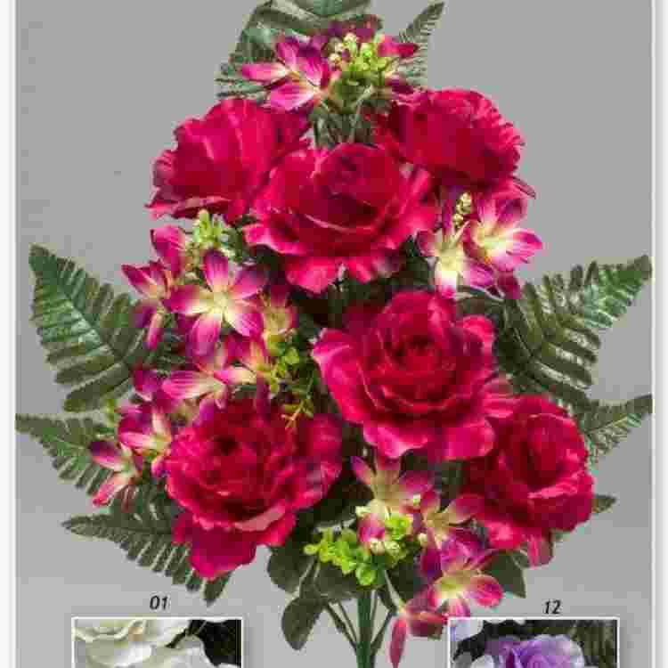 Ramo palma rosas flat x 12 56 cm.