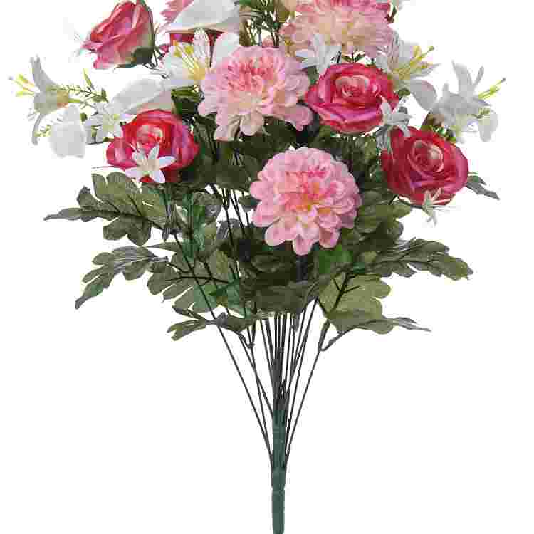 Zinnia/roos boeket h57cm roze